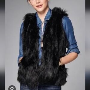 Abercrombie & Fitch Faux Fur Open Front Vest Black Size XS